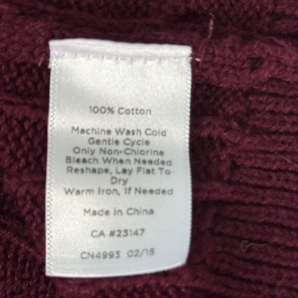 TALBOTS Burgundy Cable Knit Crewneck Sweater Cotton Shoulder Buttons Plus 3X EUC - Picture 11 of 11